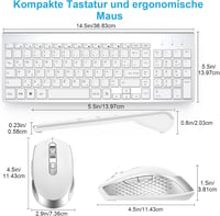 GALENMORO Wireless Billentyűzet Egér Szett QWERTZ USB Ezüst Fehér 2