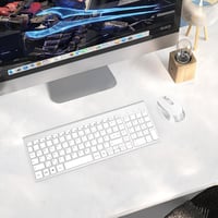 GALENMORO Wireless Billentyűzet Egér Szett QWERTZ USB Ezüst Fehér 8