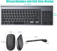 GALENMORO Wireless QWERTZ Billentyűzet és Egér Szett - Ergonomikus, Csendes, Vékony 2