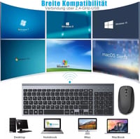 GALENMORO Wireless QWERTZ Billentyűzet és Egér Szett - Ergonomikus, Csendes, Vékony 7