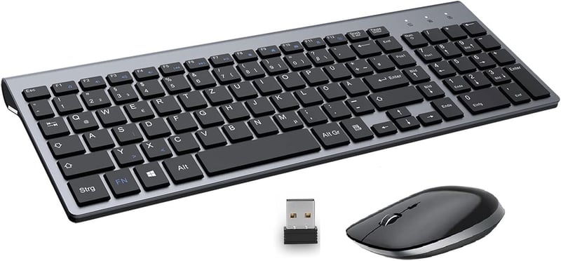 GALENMORO Wireless QWERTZ Billentyűzet és Egér Szett - Ergonomikus, Csendes, Vékony
