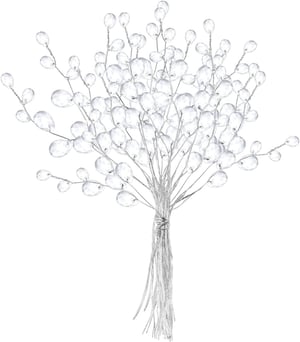 Buchet de flori artificiale GALPADA cu ramuri din perle acrilice, alb - 50 fire (17 cm)