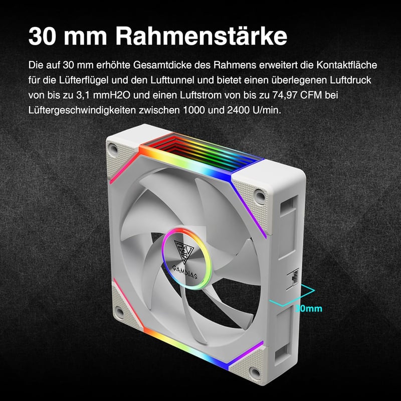 GAMDIAS AEOLUS P2 120mm PWM-ARGB PC ventilátor cserélhető lapátokkal