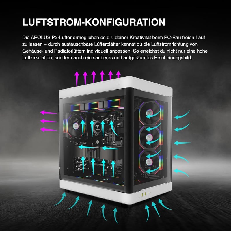 GAMDIAS AEOLUS P2 120mm PWM-ARGB PC ventilátor cserélhető lapátokkal