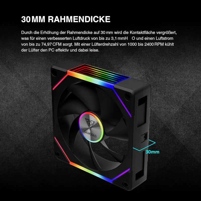 GAMDIAS AEOLUS P2 120mm PWM-ARGB PC ventilátor cserélhető lapátokkal