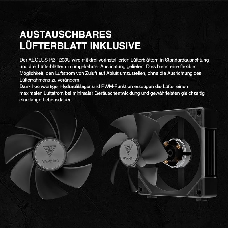GAMDIAS AEOLUS P2 120mm PWM-ARGB PC ventilátor cserélhető lapátokkal