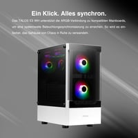 GAMDIAS ATX Mid-Tower Gamer PC Ház, 3 db 120mm ARGB Ventilátorral, Mesh Előlap, Edzett Üveg Oldallap, Fehér 5