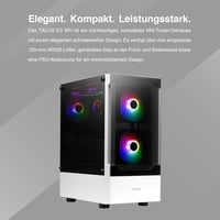 GAMDIAS ATX Mid-Tower Gamer PC Ház, 3 db 120mm ARGB Ventilátorral, Mesh Előlap, Edzett Üveg Oldallap, Fehér 2
