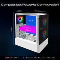 GAMDIAS ATX Mid-Tower Gamer PC Ház, 3 db 120mm ARGB Ventilátorral, Mesh Előlap, Edzett Üveg Oldallap, Fehér 8