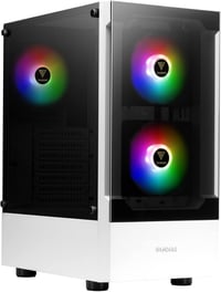 GAMDIAS ATX Mid-Tower Gamer PC Ház, 3 db 120mm ARGB Ventilátorral, Mesh Előlap, Edzett Üveg Oldallap, Fehér 1