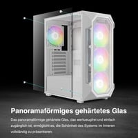 GAMDIAS Aura GC1 Elite ARGB Gaming Ház Fehér - ATX Midi Tower 4x120mm RGB Ventilátorral, Üveg Oldalpanel, Mesh Előlap 3