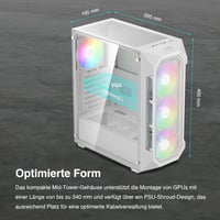 GAMDIAS Aura GC1 Elite ARGB Gaming Ház Fehér - ATX Midi Tower 4x120mm RGB Ventilátorral, Üveg Oldalpanel, Mesh Előlap 5