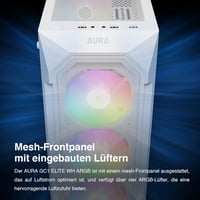 GAMDIAS Aura GC1 Elite ARGB Gaming Ház Fehér - ATX Midi Tower 4x120mm RGB Ventilátorral, Üveg Oldalpanel, Mesh Előlap 2