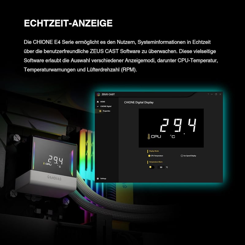 GAMDIAS CHIONE E4 360mm AIO Vízhűtés CPU-hoz ARGB Szinkronizálással