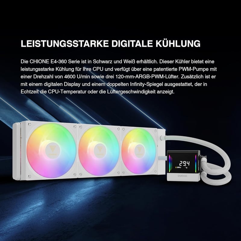 GAMDIAS CHIONE E4 360mm AIO Vízhűtés CPU-hoz ARGB Szinkronizálással