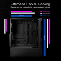 GAMDIAS GD-TALOS E3 ATX Mid-Tower Gamer PC Ház, 3 db 120mm ARGB Ventilátorral, Mesh Előlappal, Edzett Üveg Oldallal, Fekete 7