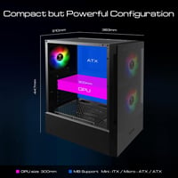 GAMDIAS GD-TALOS E3 ATX Mid-Tower Gamer PC Ház, 3 db 120mm ARGB Ventilátorral, Mesh Előlappal, Edzett Üveg Oldallal, Fekete 8