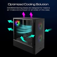 GAMDIAS GD-TALOS E3 ATX Mid-Tower Gamer PC Ház, 3 db 120mm ARGB Ventilátorral, Mesh Előlappal, Edzett Üveg Oldallal, Fekete 6