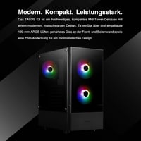 GAMDIAS GD-TALOS E3 ATX Mid-Tower Gamer PC Ház, 3 db 120mm ARGB Ventilátorral, Mesh Előlappal, Edzett Üveg Oldallal, Fekete 2