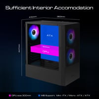 GAMDIAS TALOS E3 Mesh Gaming PC ház temperált üveggel, ARGB ventillátorokkal 3