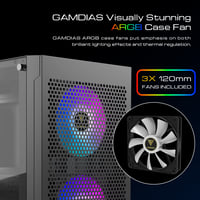 GAMDIAS TALOS E3 Mesh Gaming PC ház temperált üveggel, ARGB ventillátorokkal 2