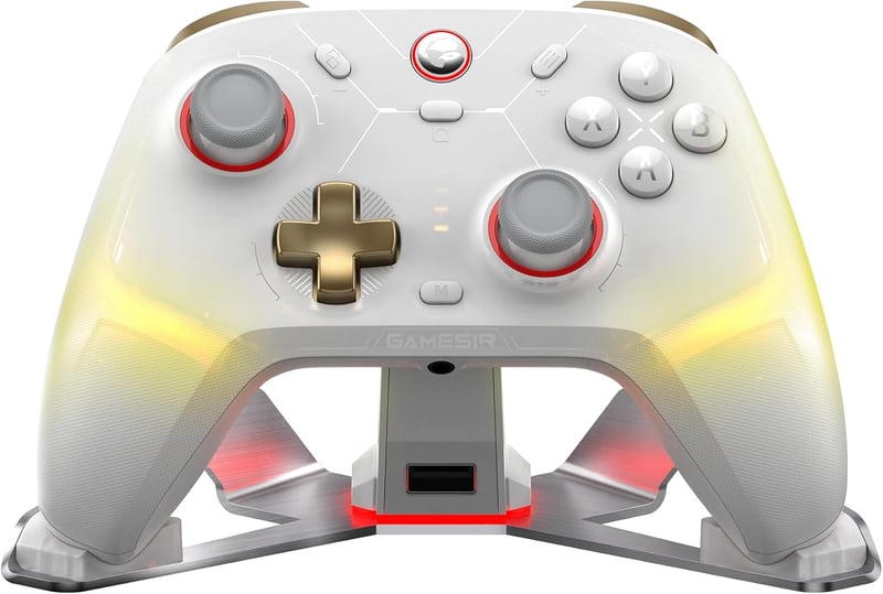GameSir Cyclone 2 PC kontroller Mag-Res TMR stickel 1000Hz RGB LED fehér töltőállomással