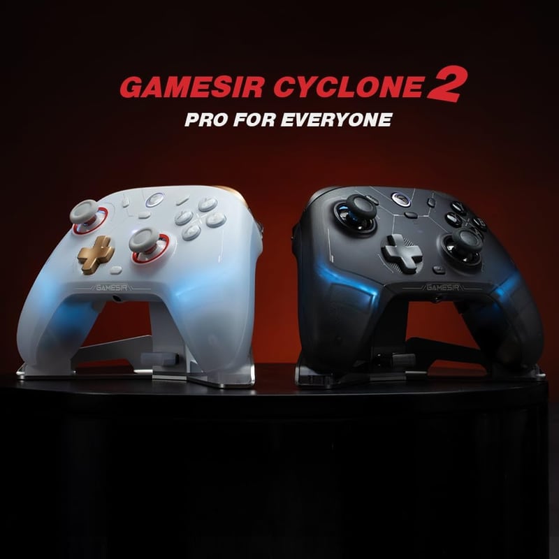 GameSir Cyclone 2 PC kontroller Mag-Res TMR stickel 1000Hz RGB LED fehér töltőállomással