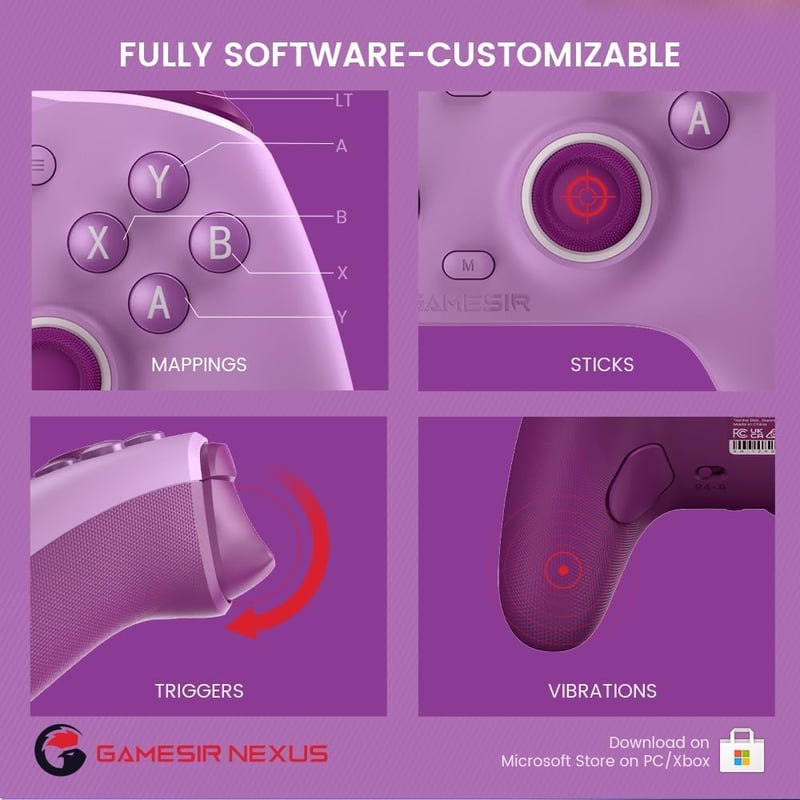 GameSir G7 SE Vezetékes Kontroller Xbox Series X|S, Xbox One, Windows 10/11 - Hall Effect Joystick, Lila