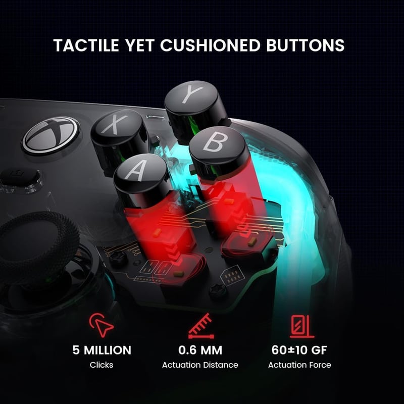 GameSir Kaleid Átlátszó Vezetékes Kontroller Xbox Series X|S, Xbox One, PC-hez Hall Effect Joystick