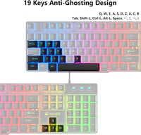 Gaming Billentyűzet és Egér Szett, 104 Gombos QWERTY Rainbow Háttérvilágítás, 2400 DPI 4 Gombos Színes Egér, Kényelmes Egérpad, USB Vezetéke 5