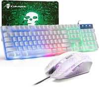Gaming Billentyűzet és Egér Szett, 104 Gombos QWERTY Rainbow Háttérvilágítás, 2400 DPI 4 Gombos Színes Egér, Egérpad, USB Vezetékes, Windows 1