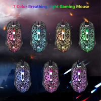 Gaming Billentyűzet és Egér Szett, 104 Gombos QWERTY Rainbow Háttérvilágítás, 2400 DPI 4 Gombos Színes Egér, Kényelmes Egérpad, USB Vezetéke 9