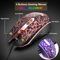 Gaming Billentyűzet és Egér Szett, 104 Gombos QWERTY Rainbow Háttérvilágítás, 2400 DPI 4 Gombos Színes Egér, Kényelmes Egérpad, USB Vezetéke 6