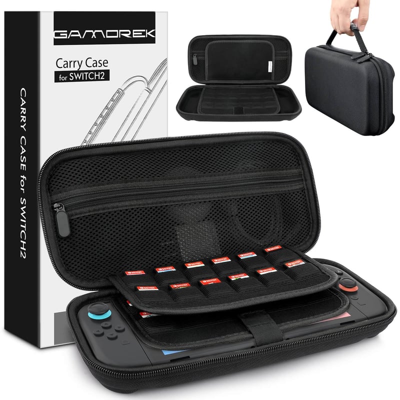 Gamorek Nintendo Switch 2 Hordtáska 24 Játékkártya Tárolóval és Zubehör Rekeszekkel