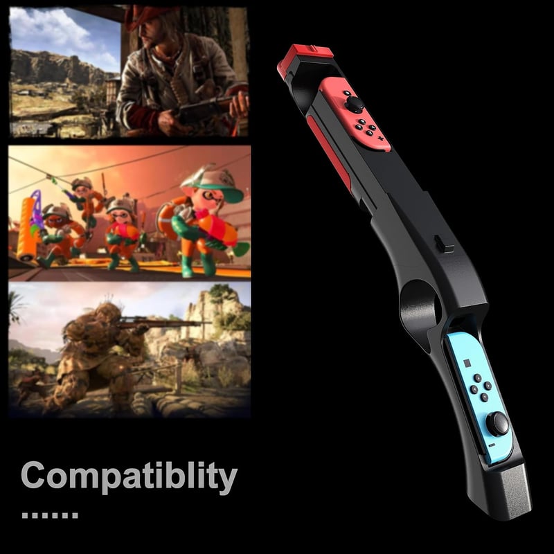GAMSURFING Játék Fegyver Kontroller Nintendo Switch/OLED Lövöldözős Játékokhoz - Ergonomikus, Csúszásgátló Kialakítás, Fekete