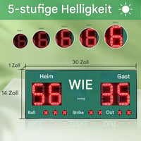GAN XIN Zöld digitális baseball eredményjelző távirányítóval, 5 számjegyes hordozható elektronikus inning labda ütés out kijelző 6