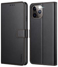 Prémiové puzdro na iPhone 11 Pro z PU kože s priehradkou na karty, magnetickým zatváraním a funkciou stojana, čierne 1
