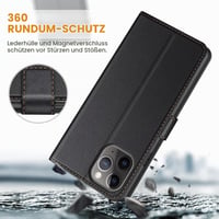 Prémiové puzdro na iPhone 11 Pro z PU kože s priehradkou na karty, magnetickým zatváraním a funkciou stojana, čierne 3