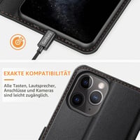 Prémiové puzdro na iPhone 11 Pro z PU kože s priehradkou na karty, magnetickým zatváraním a funkciou stojana, čierne 5
