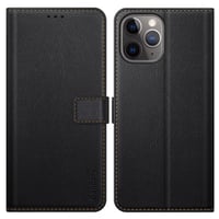 Prémiové puzdro na iPhone 11 Pro z PU kože s priehradkou na karty, magnetickým zatváraním a funkciou stojana, čierne 6