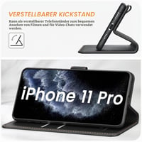 Prémiové puzdro na iPhone 11 Pro z PU kože s priehradkou na karty, magnetickým zatváraním a funkciou stojana, čierne 2
