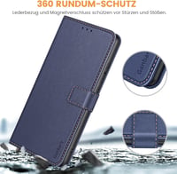Ganbary Samsung Galaxy A35 5G Bőr Flip Tok - Kék Kártyatartós Mágneses Védőtok Állvány Funkcióval, Prémium Műbőr Telefontok 5
