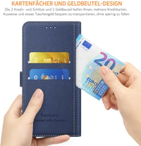 Ganbary Samsung Galaxy A35 5G Bőr Flip Tok - Kék Kártyatartós Mágneses Védőtok Állvány Funkcióval, Prémium Műbőr Telefontok 3