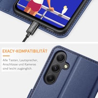 Ganbary Samsung Galaxy A35 5G Bőr Flip Tok - Kék Kártyatartós Mágneses Védőtok Állvány Funkcióval, Prémium Műbőr Telefontok 7