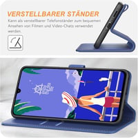 Ganbary Samsung Galaxy A35 5G Bőr Flip Tok - Kék Kártyatartós Mágneses Védőtok Állvány Funkcióval, Prémium Műbőr Telefontok 4