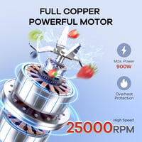 Ganiza 900 W személyi turmixgép 3 BPA-mentes kulacssal (1×700 ml + 2×500 ml), rozsdamentes acél pengék 2