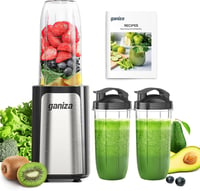 Ganiza 900 W személyi turmixgép 3 BPA-mentes kulacssal (1×700 ml + 2×500 ml), rozsdamentes acél pengék 1
