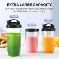 Ganiza 900 W személyi turmixgép 3 BPA-mentes kulacssal (1×700 ml + 2×500 ml), rozsdamentes acél pengék 4