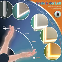 GANPE LED Érzékelős Fürdőszobai Tükör Bluetooth 50x70cm Páramentesítő Fali - 70 x 50 cm, Hand Shaft Induction 3