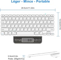 GAOJIE Bluetooth Billentyűzet iOS Android Windows Tablethez Fehér AZERTY 2
